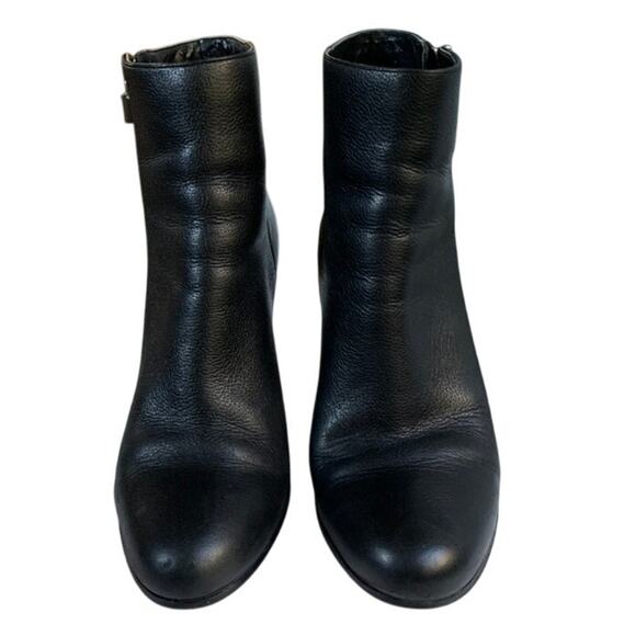 Black Leather Michael Kors Margaret Stacked High Heel Bootie Size 8 - Picture 4 of 10